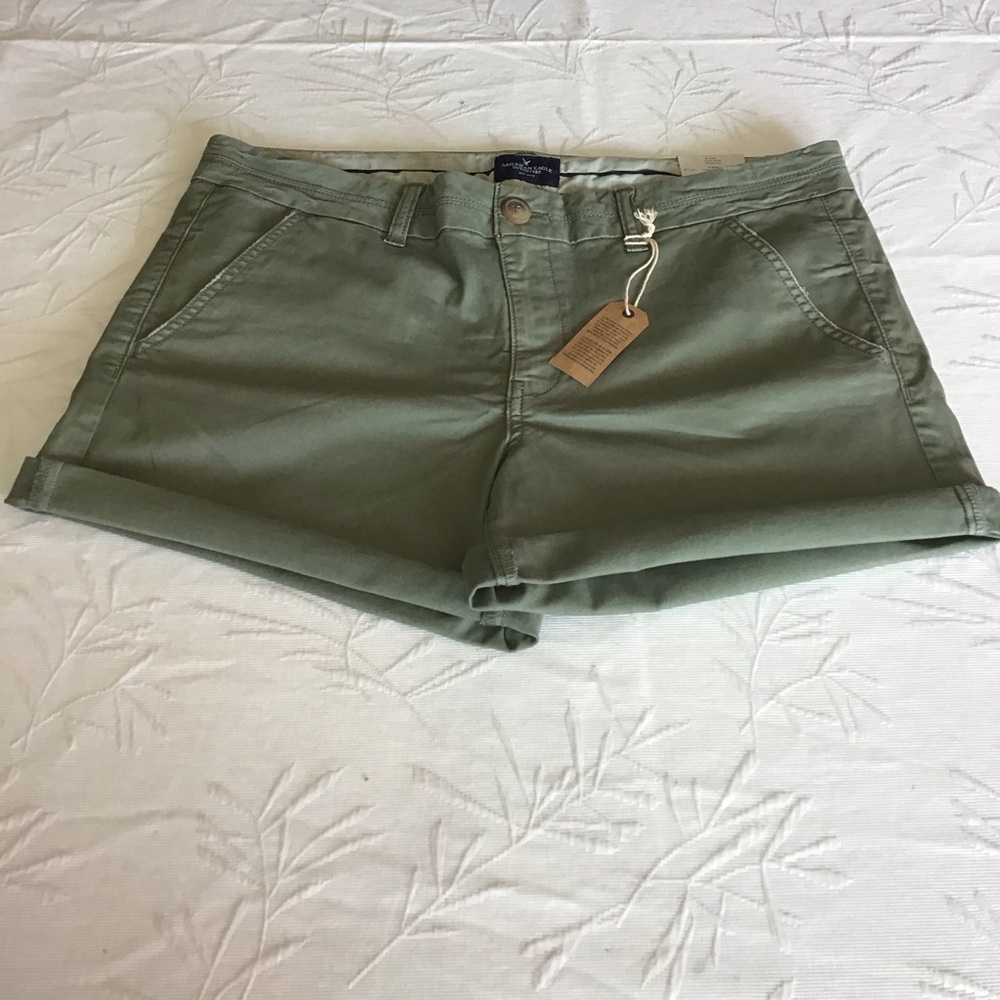 American Eagle Outfitters Midi Sage Green Low Rise Stretch Shorts Item #197